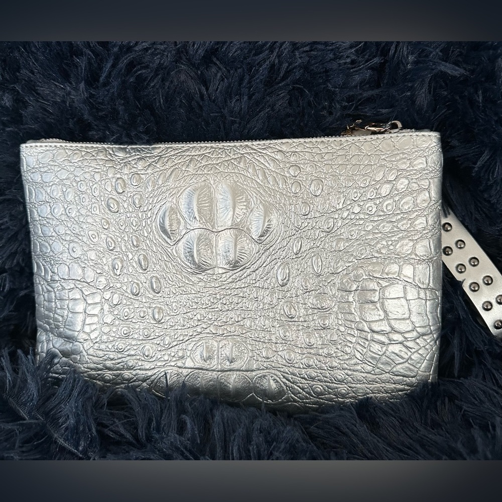 NWOT LARGE SILVER CLUTCH